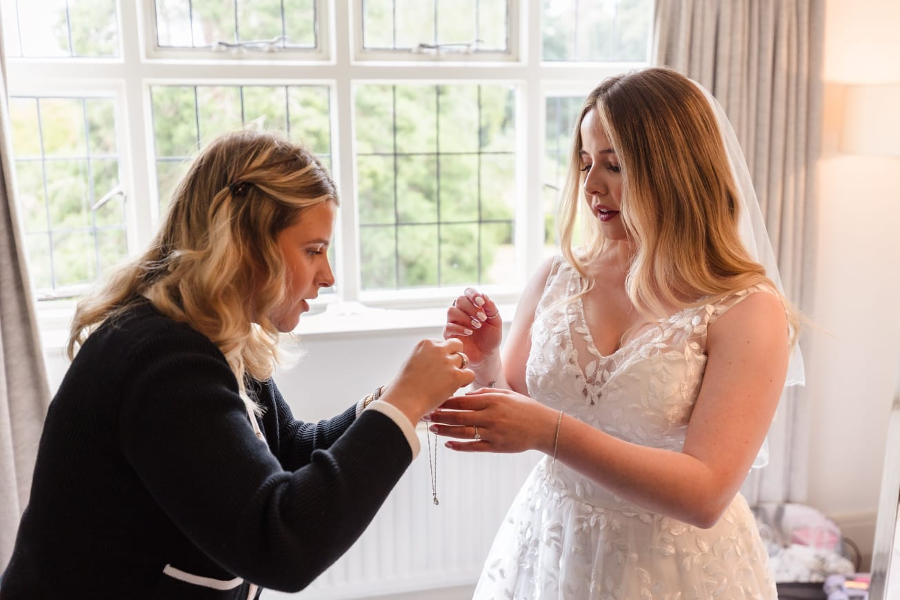 Bride getting ready for wedding